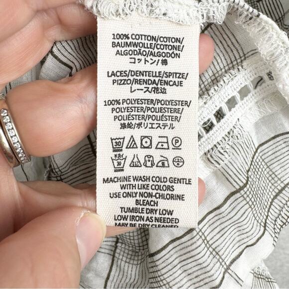 NWT Free People Time Out Lace Trim Plaid Puff Sleeve Trapeze Tunic Blouse Sz M - Picture 14 of 15